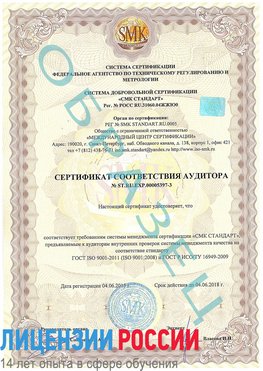 Образец сертификата соответствия аудитора №ST.RU.EXP.00005397-3 Армянск Сертификат ISO/TS 16949
